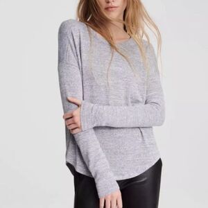 Rag & Bone Hudson Gray Space Knit Long Sleeve Lightweight T-Shirt Sweater Size S